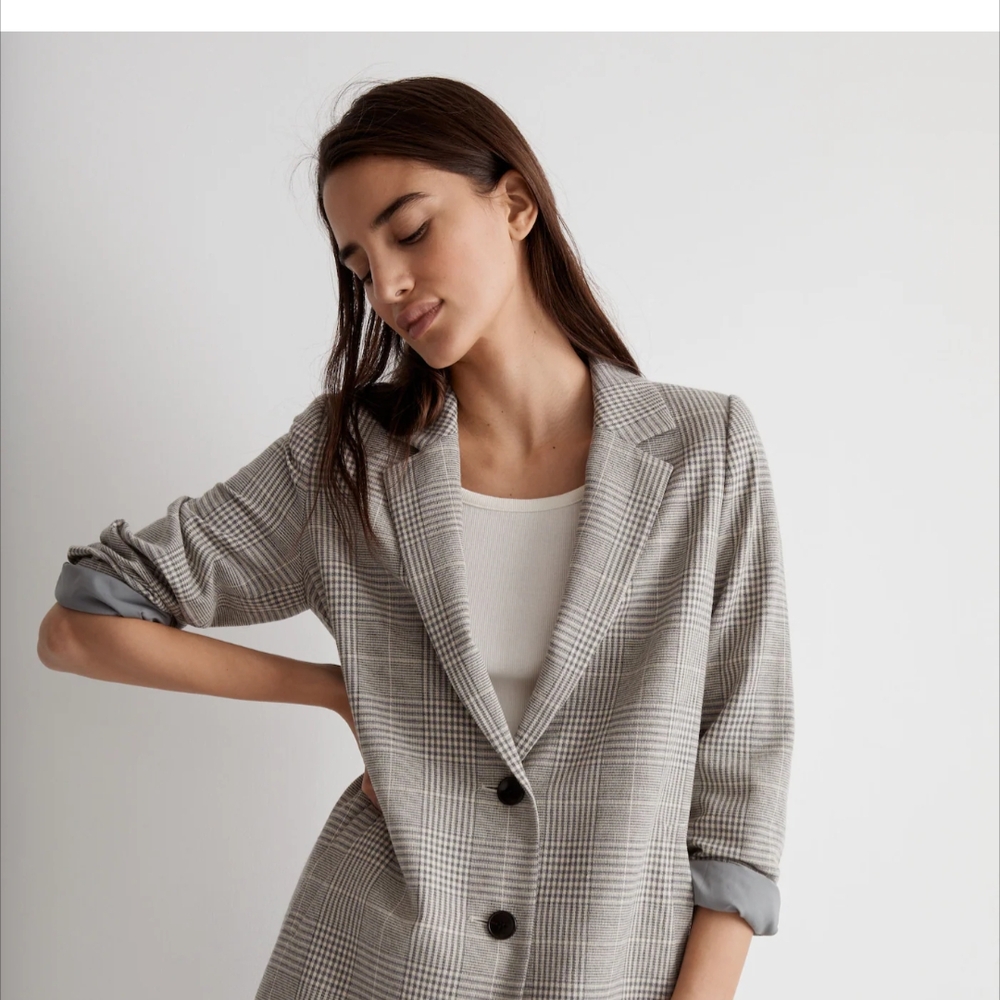 Madewell Gray Blazer Classic Notched Lapel Relaxed Fit